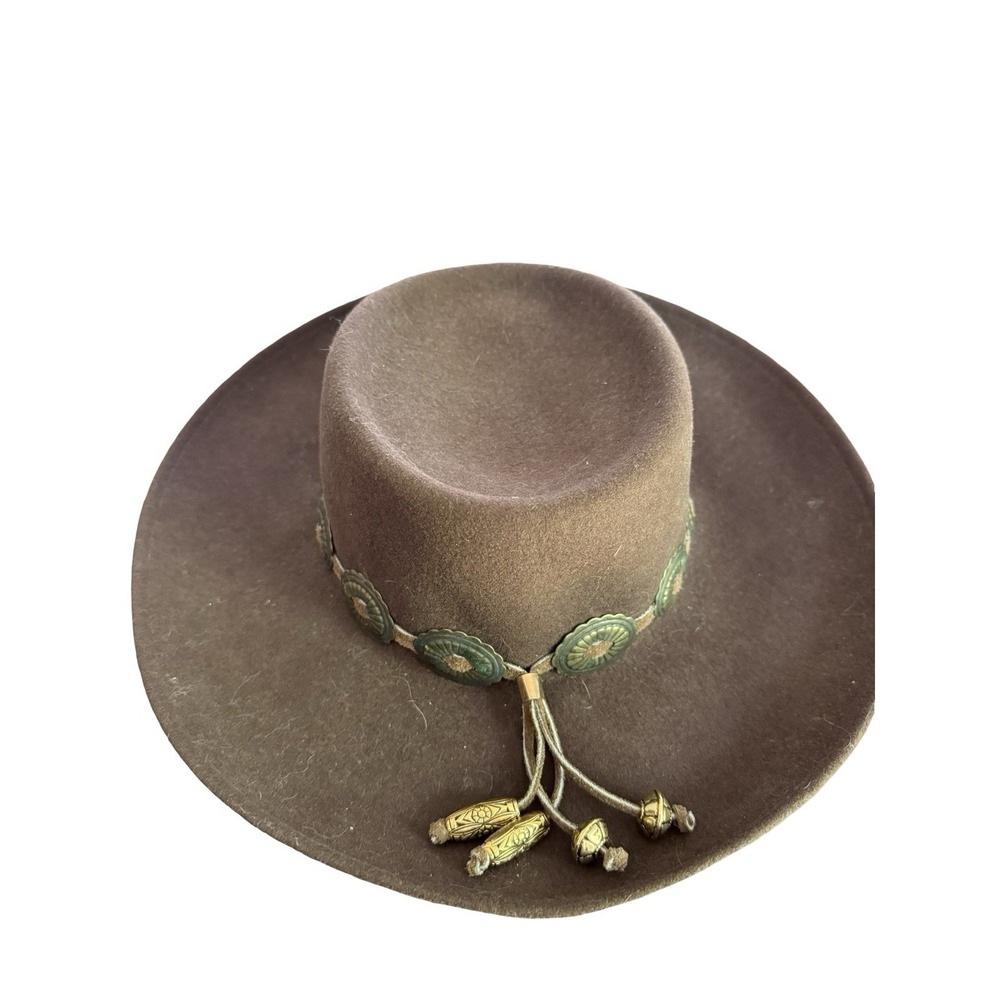 Fiesta Santa Barbara‎ Concho Hat Women's Large brown felt  Sun Southwestern VTG